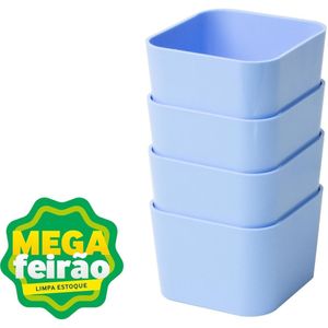 Porta Objetos Dello Pequeno Azul Pastel Kit Com 4 Peças