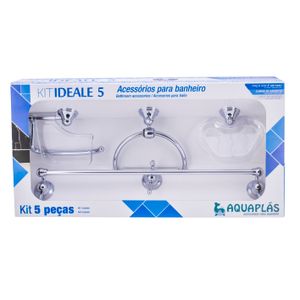 Acessórios Para Banheiro Aquaplás Cristal Ideale Cromado Kit com 5 Peças