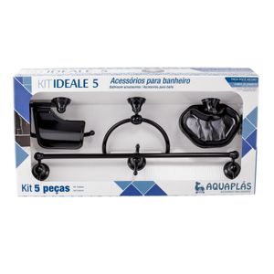 Acessórios Para Banheiro Aquaplás Ideale Preto Kit com 5 Peças