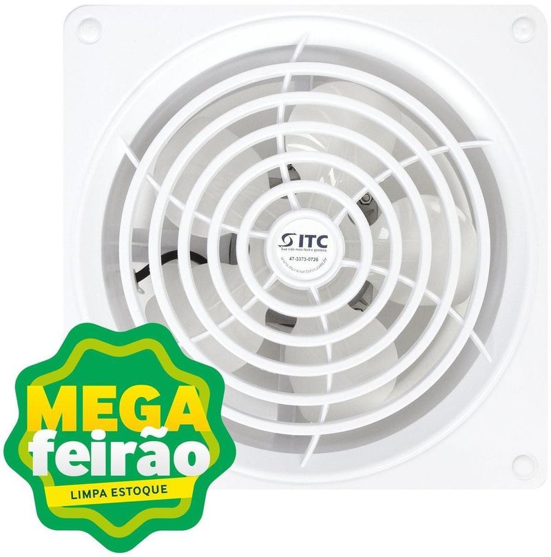 Exaustor-Quadrado-de-Parede-Para-Closet-Salao-de-Beleza-e-Consultorios-ITC-Top-com-Grade-Removivel-Branco-25cm-110V