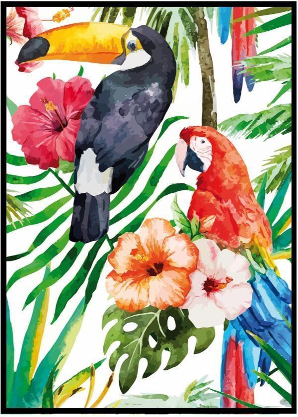 Quadro-Decorativo-E2g-Design-Barcelona-Tucano-Arara-50x70cm
