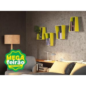 Nicho Decorativo Angular Muve MDF Amarelo 39x30x19cm