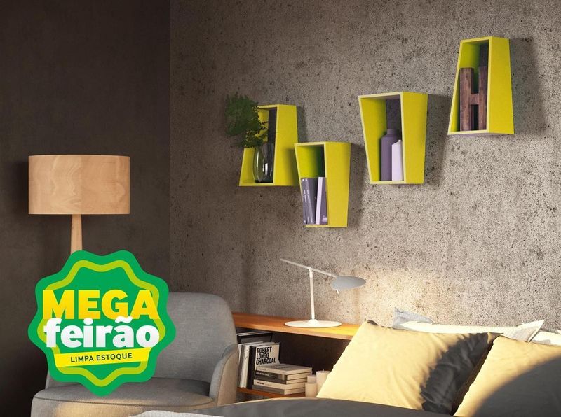 Nicho-Decorativo-Angular-Muve-MDF-Amarelo-39x30x19cm