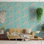 Papel-de-Parede-Bobinex-7452-Mandala-Verde-e-Amarelo