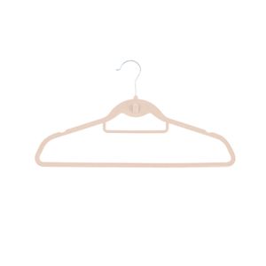 Cabide para Guarda-Roupa Oikos Veludo Bege Kit com 3 Unidades