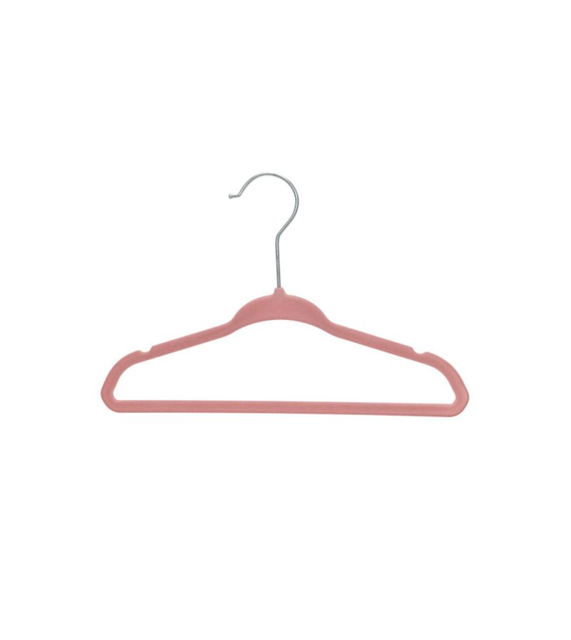 CABIDE-PARA-GUARDA-ROUPA-OIKOS-INFATIS-DE-VELUDO-TOQZINHO-ROSA-KIT-COM-10-UNIDADES