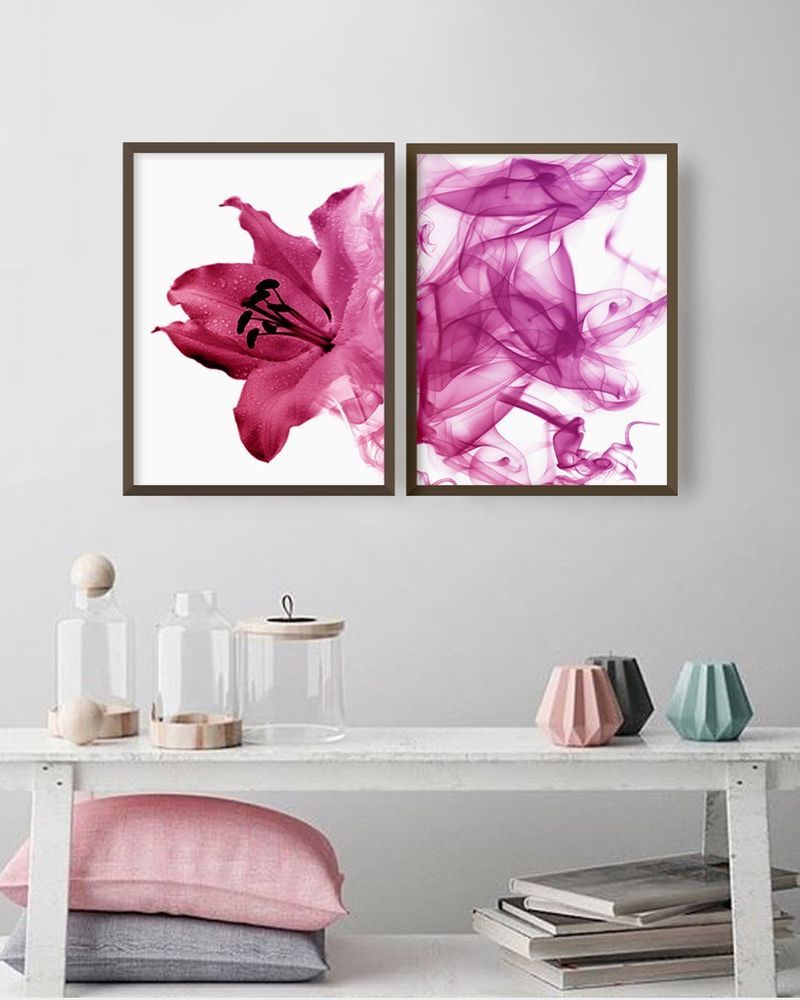 QUADRO-DECORATIVO-FLORAL-ABSTRATO-ROSA-ILLUMINATO-KIT-COM-2-UNIDADES
