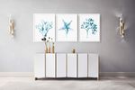 Quadro-Decorativo-Illuminato-Corais-e-Estrela-do-Mar-Aquarela-Azul-Kit-com-3-Pecas