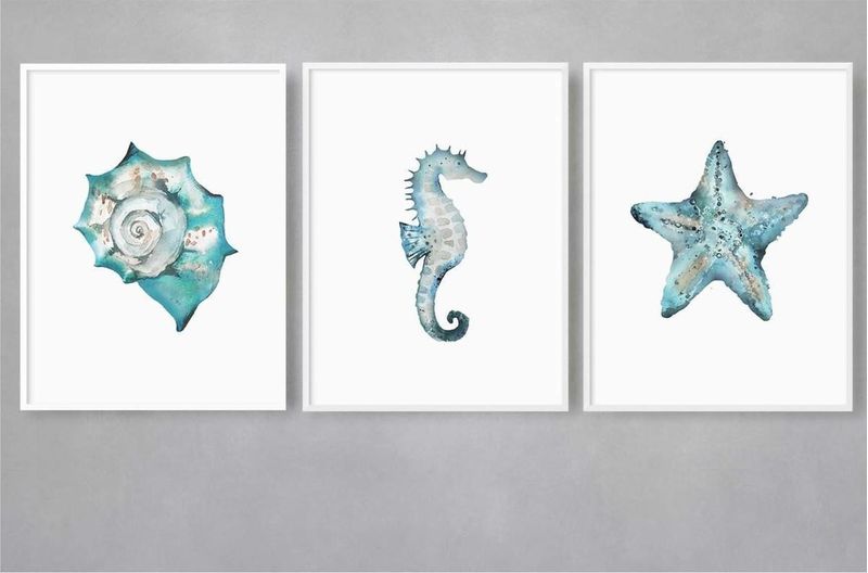 Quadro-Decorativo-Illuminato-Vindos-do-Mar-Pintura-Azul-Kit-com-3-Pecas