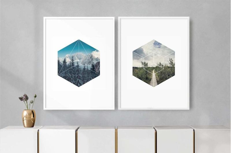 Quadro-Decorativo-Paisagem-Geometrica-Illuminato-Kit-com-2-Unidades