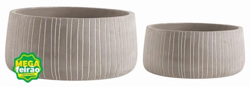 Vaso-Decorativo-Cachepot-Mart-Collection-Cimento-Riscado-Cinza-Kit-com-2-Pecas