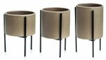 Vaso Decorativo Cachepot Mart Collection com Suporte Metal Cinza Kit com 3 Peças