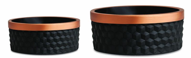 Vaso Decorativo Cachepot Mart Collection Cimento Preto Kit com 2 Peças