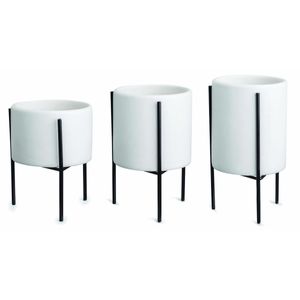 Vaso Decorativo Cachepot Mart Collection 9969 Suporte Metal Kit com 3 Peças