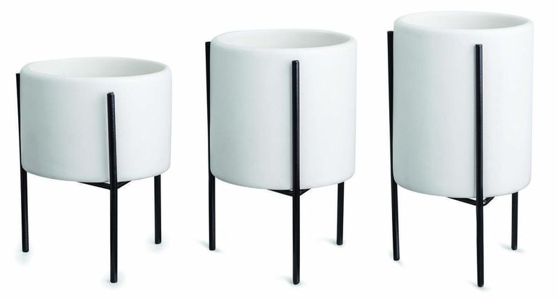 Vaso Decorativo Cachepot Mart Collection 9969 Suporte Metal Kit com 3 Peças