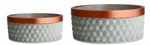 Vaso Decorativo Cachepot Mart Collection Cimento com Borda Pintada Cinza Kit com 2 Peças
