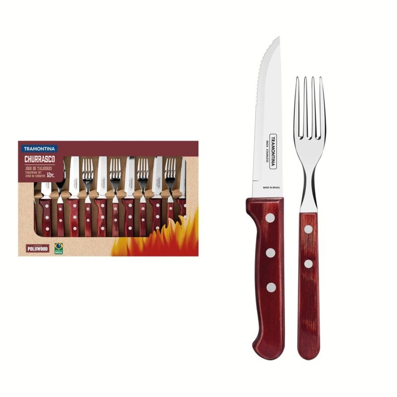 JOGO-DE-CHURRASCO-TRAMONTINA-POLYWOOD-LAMINAS-DE-ACO-INOX-VERMELHO-12-PECAS