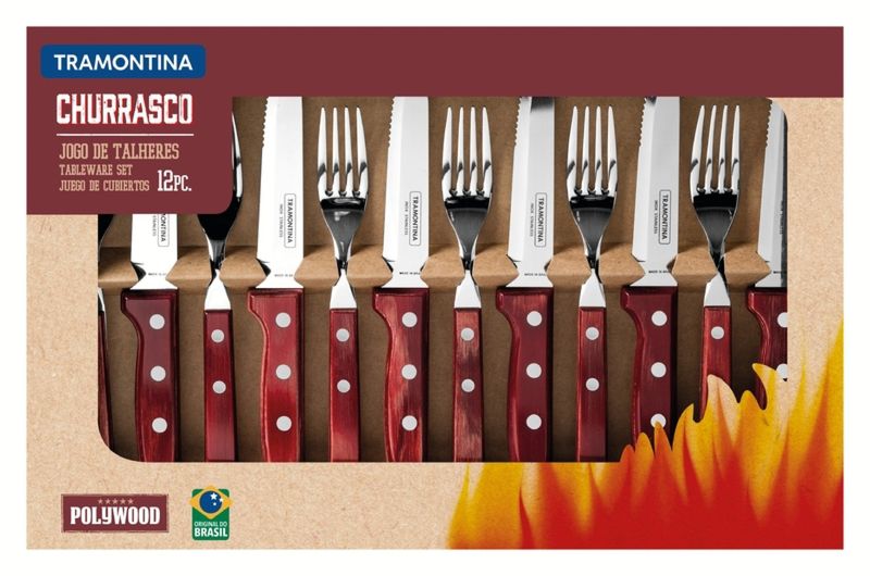 JOGO-DE-CHURRASCO-TRAMONTINA-POLYWOOD-LAMINAS-DE-ACO-INOX-VERMELHO-12-PECAS