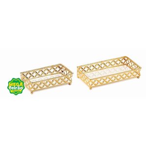 Bandeja Mart Collection Metal 2 Peças Dourado