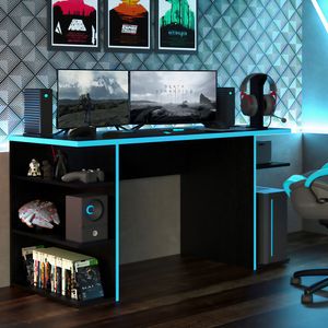 Mesa para Computador Gamer Madesa 9409 Preto/Azul