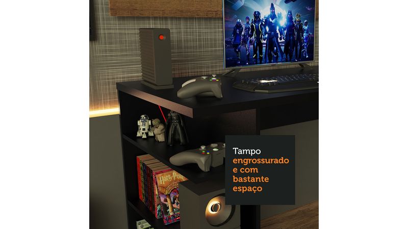 Mesa Gamer Madesa 9409 e Painel para TV até 50 Polegadas Branco