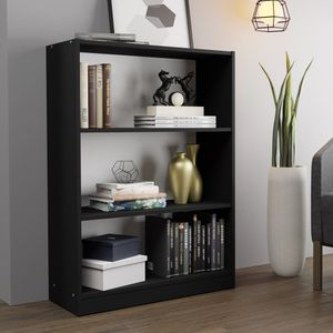Estante para Livros Home Sala Madesa 6907 com 3 Nichos Preto