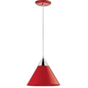 Pendente 1 Lâmpada Home 20W Polipropileno Dital 310 Vermelho e Cromado Bivolt