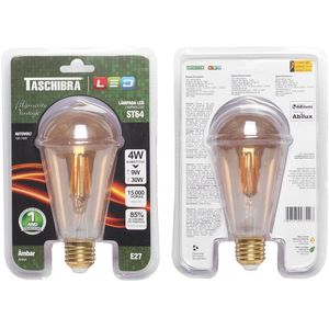 Lâmpada LED Taschibra Filamento Vintage Ambar St64 4W Autovolt