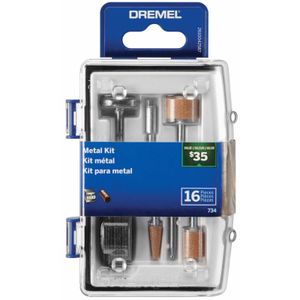 Acessórios Para Desbaste e Uso Geral em Metal Dremel 734 Kit com 16 Peças