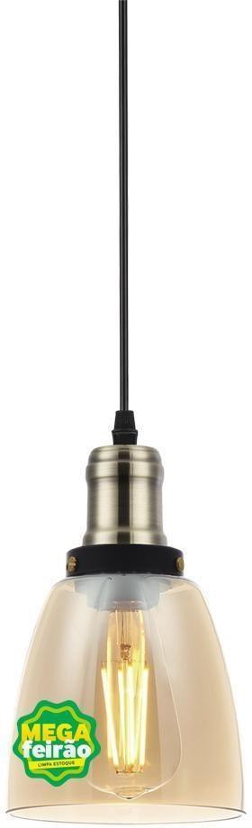 Pendente-1-Lampada-Vintage-Dome-60W-Aco-e-Vidro-Blumenau-89021102-Ambar-Bivolt