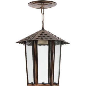 Pendente 1 Lâmpada Colonial Sextavada 100W Aço e Vidro Blumenau 109200-05 Cobre Bivolt