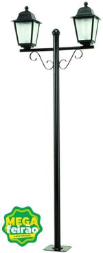 Poste-2-Lampadas-Soberana-20W-Aluminio-e-Polipropileno-Dital-117-Preto-Bivolt
