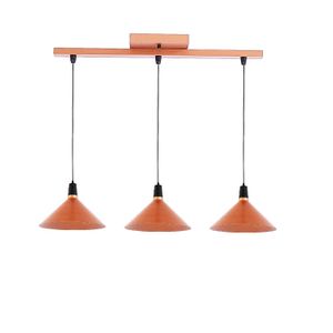 Pendente 3 Lâmpadas Cônico 30W Alumínio Emalustres 2739/.000 Cobre/Preto Bivolt