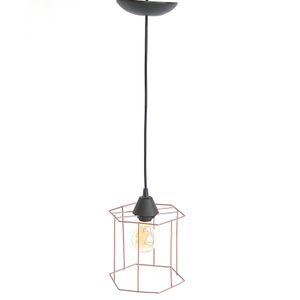 Pendente 1 Lâmpada Lume Sextavado 30W Aço Emalustres 2834/.000 Cobre Bivolt