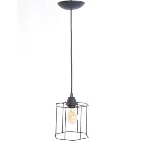 Pendente 1 Lâmpada Lume Sextavado 30W Aço Emalustres 2835/.000 Preto Bivolt