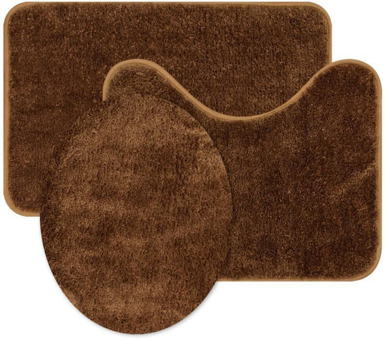 Jogo-de-Tapete-Para-Banheiro-Microfibra-Uzoo-Soft-Color-Marrom-Kit-com-3-Pecas