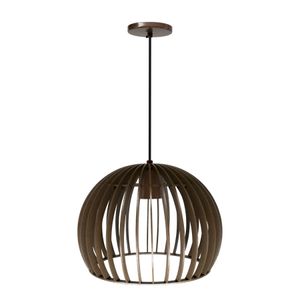 Pendente 1 Lâmpada Mundi Teto 60W Madeira Industrializada Luz Vita 20103405 Marrom Bivolt