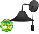 Arandela-1-Lampada-Chapeu-Parede-60W-Aluminio-Luz-Vita-Preto-Bivolt