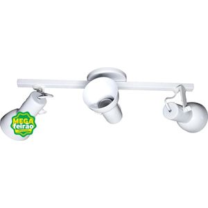 Luminária Trilho de Spot 3 Lâmpadas Caneca 60W Alumínio/ Polipropileno Luz Vita Branco Bivolt