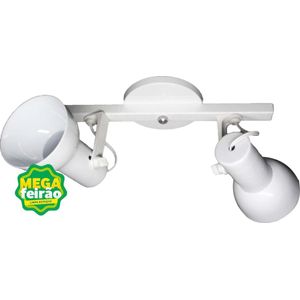Luminária Trilho de Spot 2 Lâmpadas Caneca 60W Alumínio e Polipropileno Luz Vita Branco Bivolt