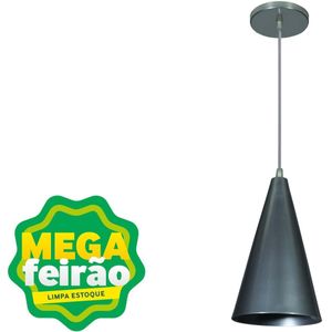Pendente 1 Lâmpada Chapéu Pq Teto 60W Alumínio Luz Vita 10107724 Prata Bivolt