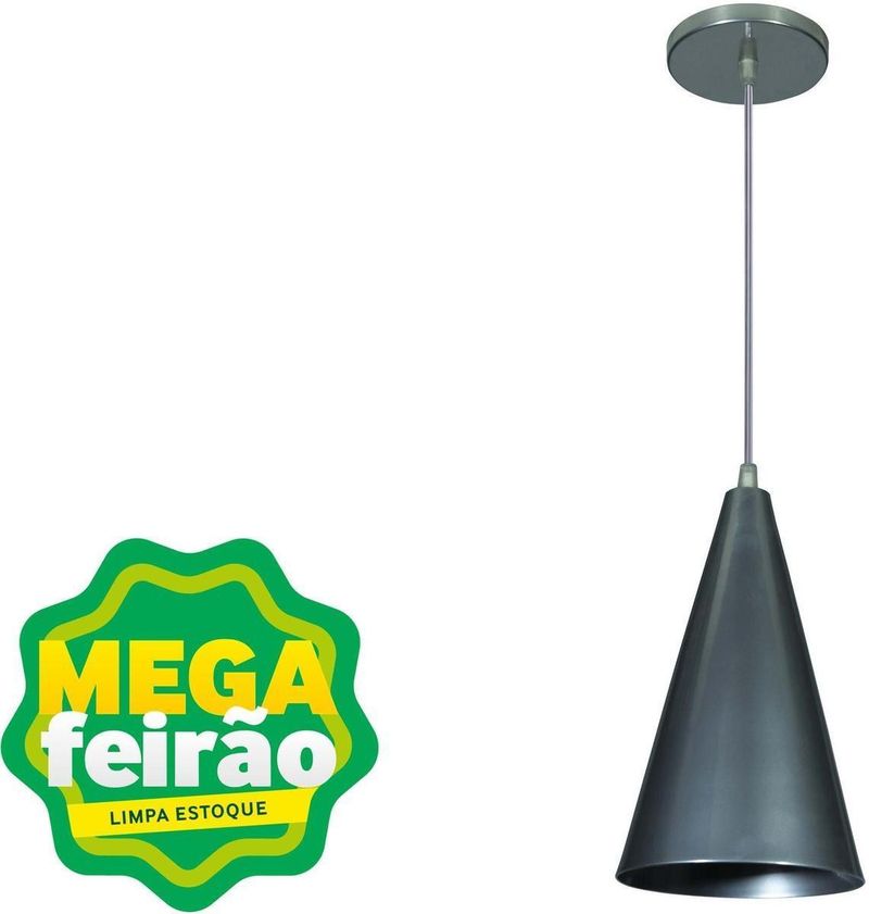 Pendente-1-Lampada-Chapeu-Pq-Teto-60W-Aluminio-Luz-Vita-10107724-Prata-Bivolt