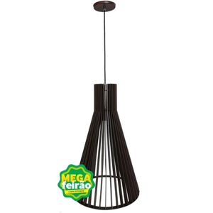 Pendente 1 Lâmpada Rocket Teto 60W Madeira Industrializada Luz Vita 20104405 Tabaco Bivolt