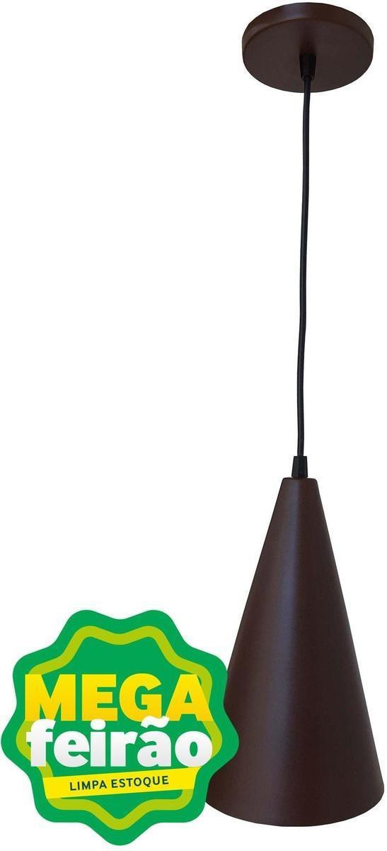 Pendente-1-Lampada-Cone-Teto-60W-Aluminio-Luz-Vita-10100305-Cafe-Bivolt