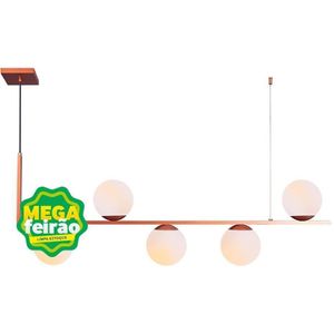 Pendente 5 Lâmpadas Havana 20W Alumínio e Vidro Startec 146000026 Cobre Bivolt