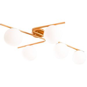 Plafon 5 Lâmpadas Barcelona 20W Alumínio e Vidro Startec Dourado Bivolt