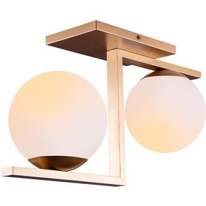 Plafon 2 Lâmpadas Havana 20W Alumínio e Vidro Startec Dourado Bivolt