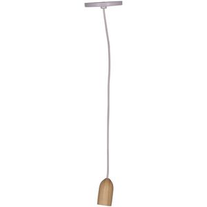 Pendente 1 Lâmpada Madeira Clara Cone 25W Plástico e Madeira Luminoteca 1125 Branco Bivolt