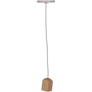 Pendente 1 Lâmpada Madeira Clara Quadrado 25W Plástico e Madeira Luminoteca 1117 Branco Bivolt