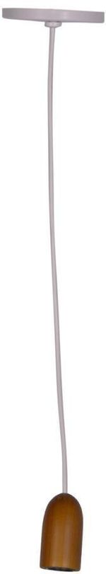 Pendente 1 Lâmpada Madeira Escura Cone 25W Plástico e Madeira Luminoteca 1129 Branco Bivolt